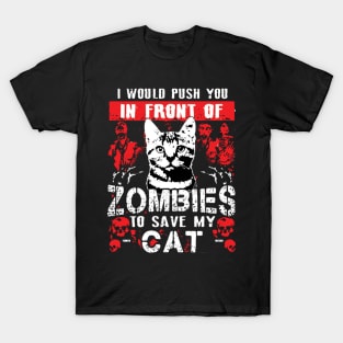 Horror Art Zombie Apocalypse Vintage Introvert Cat Lover T-Shirt